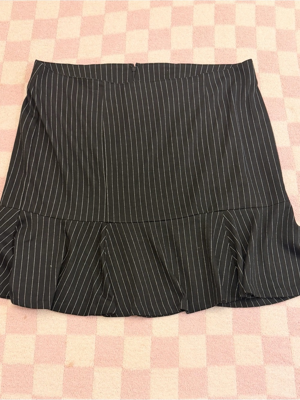 Lane Bryant Black Pinstripe Ruffle Hem Women's Skirt